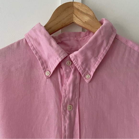 Ralph Lauren Linen Shirt Pink 2XL Short Sleeve Pony - Picture 3 of 8